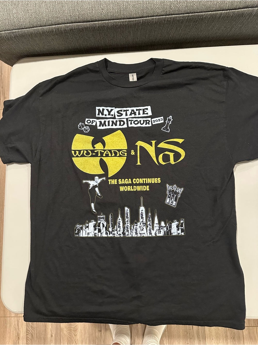 Legendary Wu Tang & NaS 2023 NY State of Mind Concert Tour T Shirt Size X-LARGE